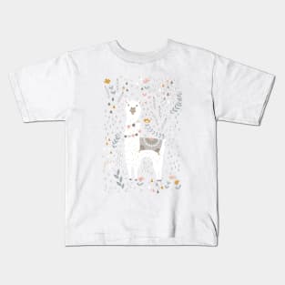 Llama on Warm Gray Kids T-Shirt